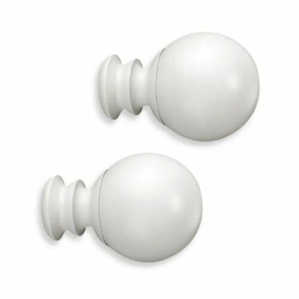 Cambria Premier Complete Paragon Curtain Rod Finials Satin White Set of 2 Metal